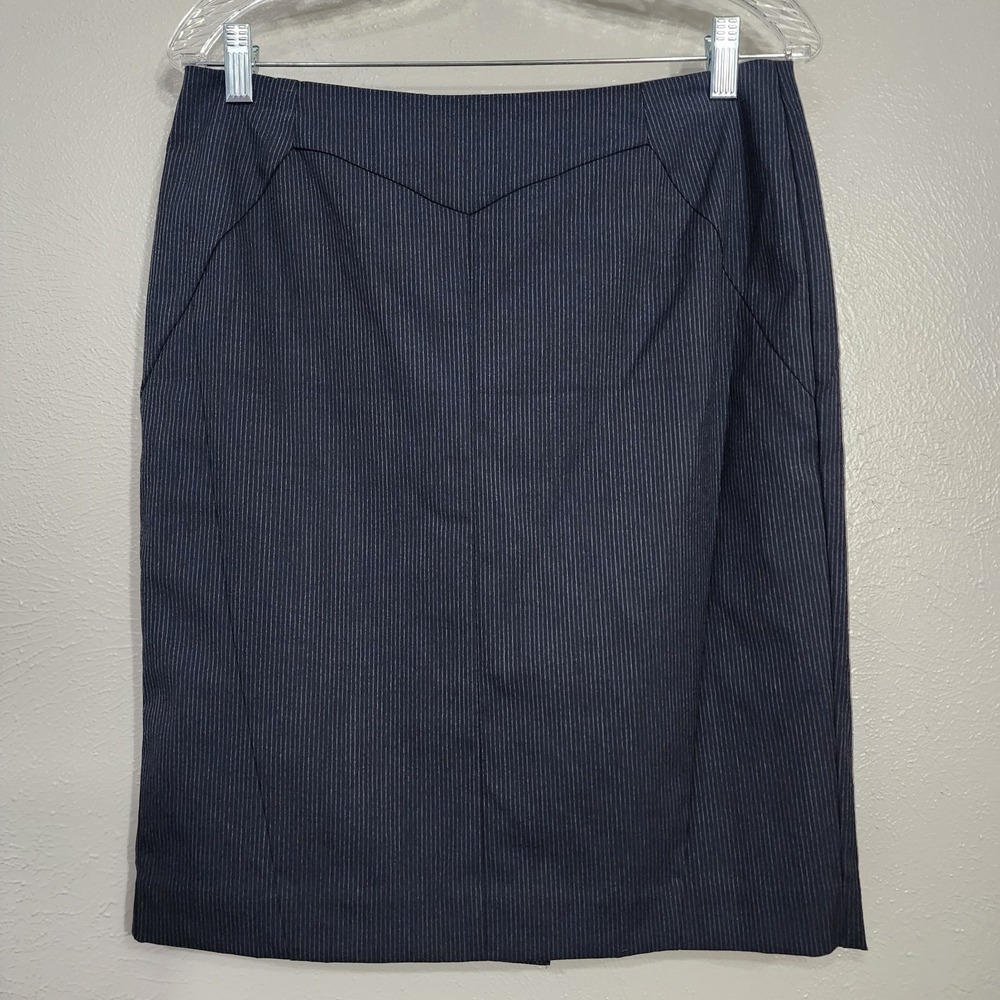 Worthington Pencil Skirt Size 8 Blue Pinstripe Slim Fit Office Career Classic
